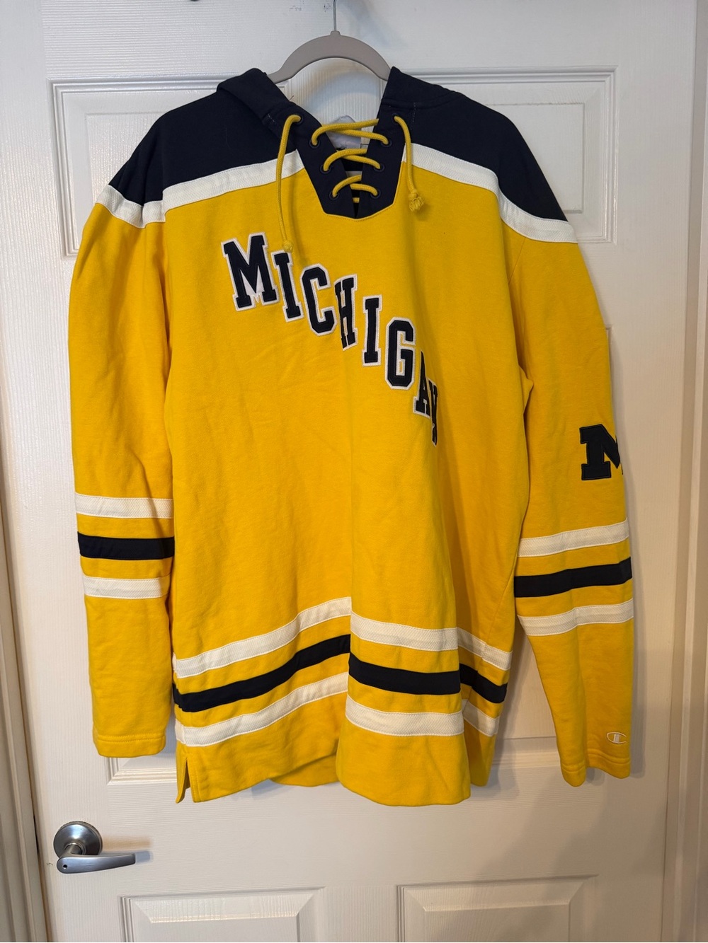 University of Michigan Lace-Up Hooded Hockey Sweatshirt